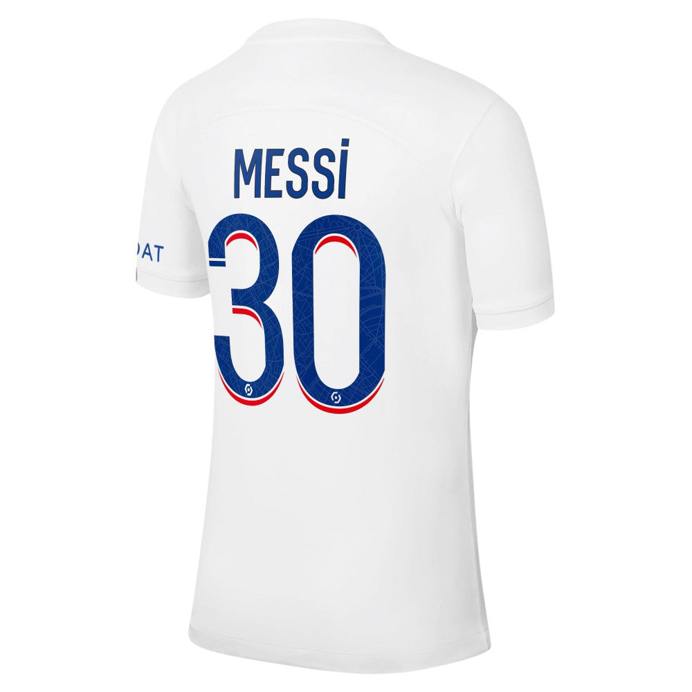 Lionel Messi Paris Saint-Germain 2022/23 Third Breathe Stadium Replica Player Jersey White - Nike cheap