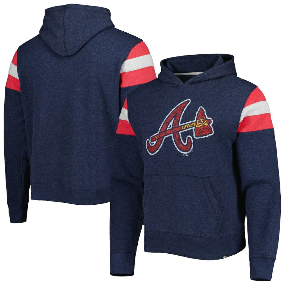 Atlanta Braves '47 Premier Nico Pullover Hoodie - Navy - 47 brand Lifestyle