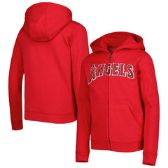Los Angeles Angels Youth Wordmark Full-Zip Fleece Hoodie - Red - MLB Online