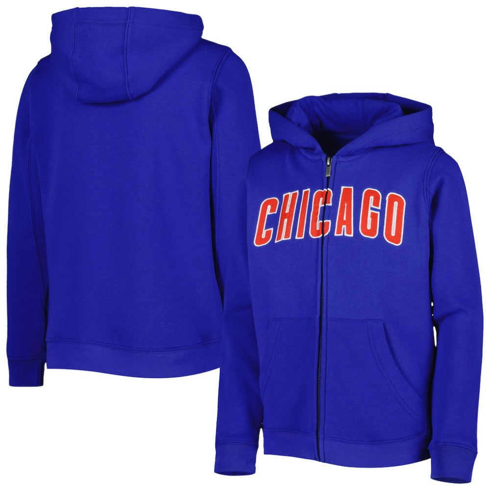 Chicago Cubs Youth Wordmark Full-Zip Fleece Hoodie - Royal - MLB Sale