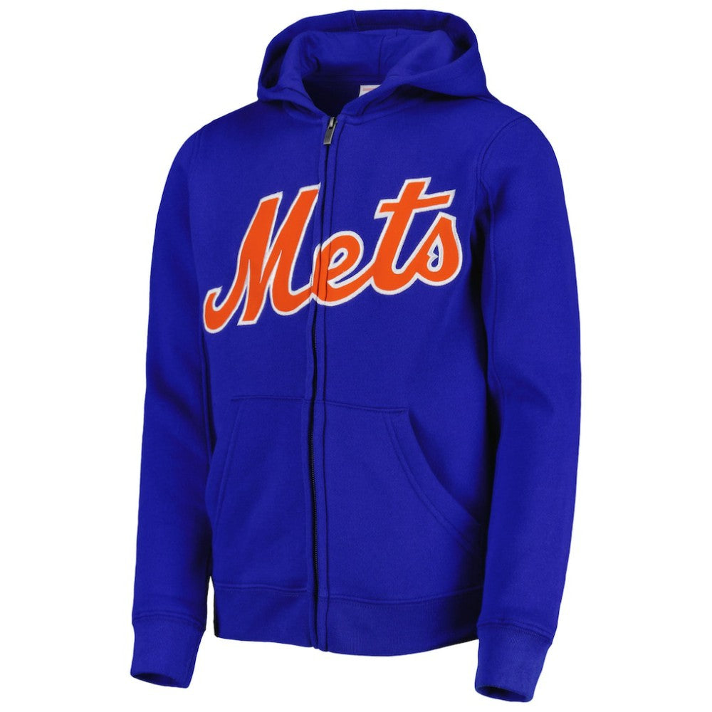 New York Mets Youth Wordmark Full-Zip Fleece Hoodie - Royal - MLB Sale