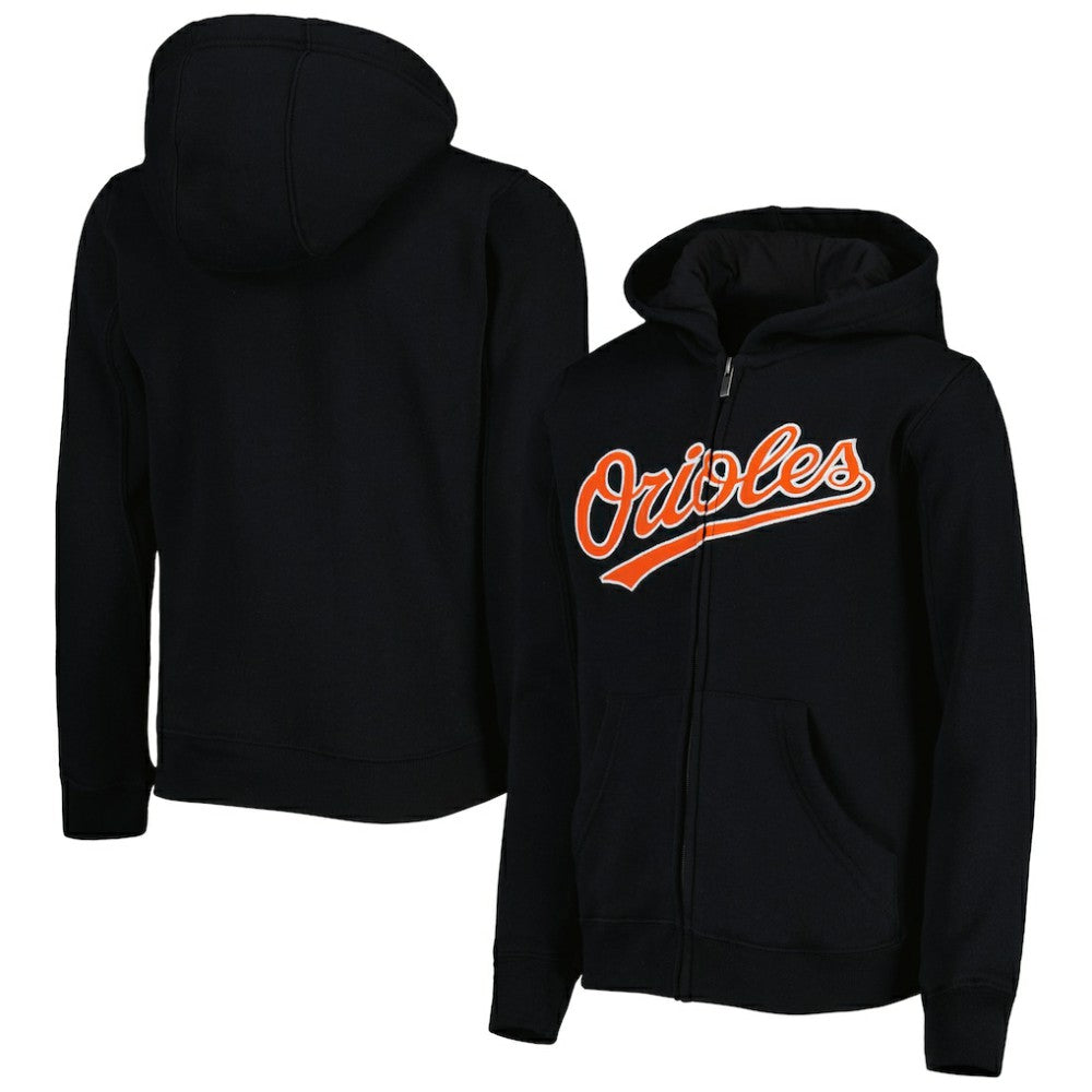 Baltimore Orioles Youth Wordmark Full-Zip Fleece Hoodie - Black - MLB on Sale