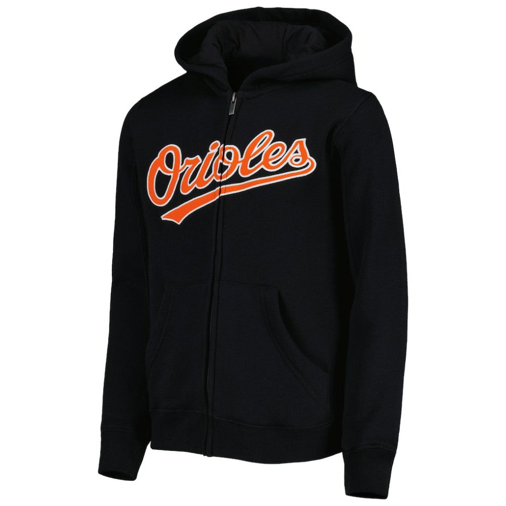 Baltimore Orioles Youth Wordmark Full-Zip Fleece Hoodie - Black - MLB on Sale