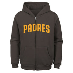 San Diego Padres Youth Wordmark Full-Zip Fleece Hoodie - Brown - MLB on Sale