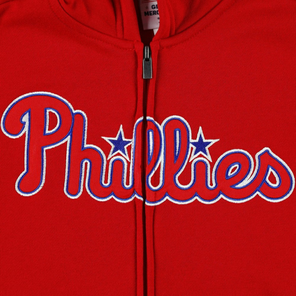 Philadelphia Phillies Youth Wordmark Full-Zip Fleece Hoodie - Red - MLB on Sale