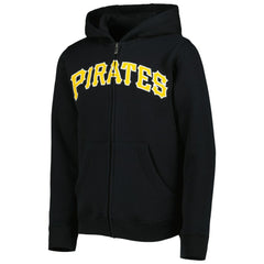 Pittsburgh Pirates Youth Wordmark Full-Zip Fleece Hoodie - Black - MLB Sale