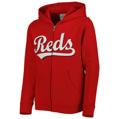 Cincinnati Reds Youth Wordmark Full-Zip Fleece Hoodie - Red - MLB Discount