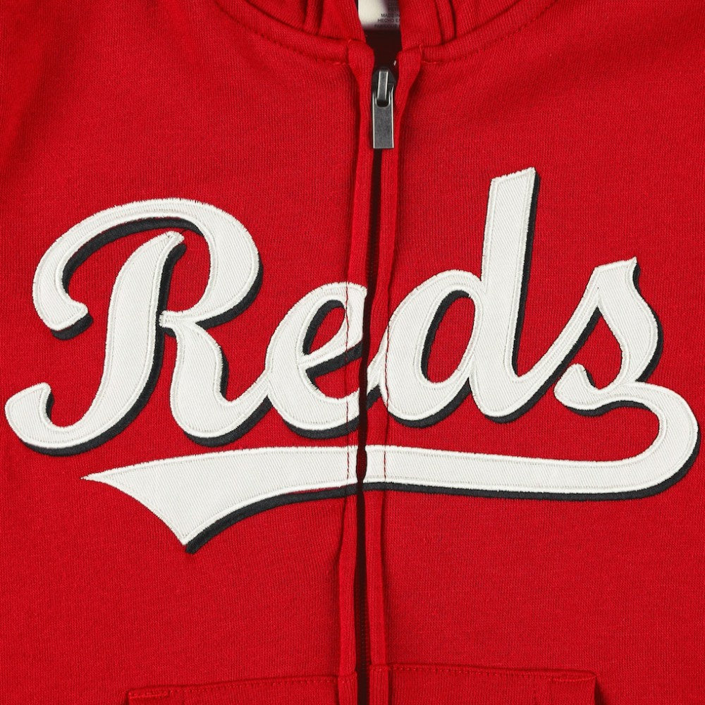 Cincinnati Reds Youth Wordmark Full-Zip Fleece Hoodie - Red - MLB Discount