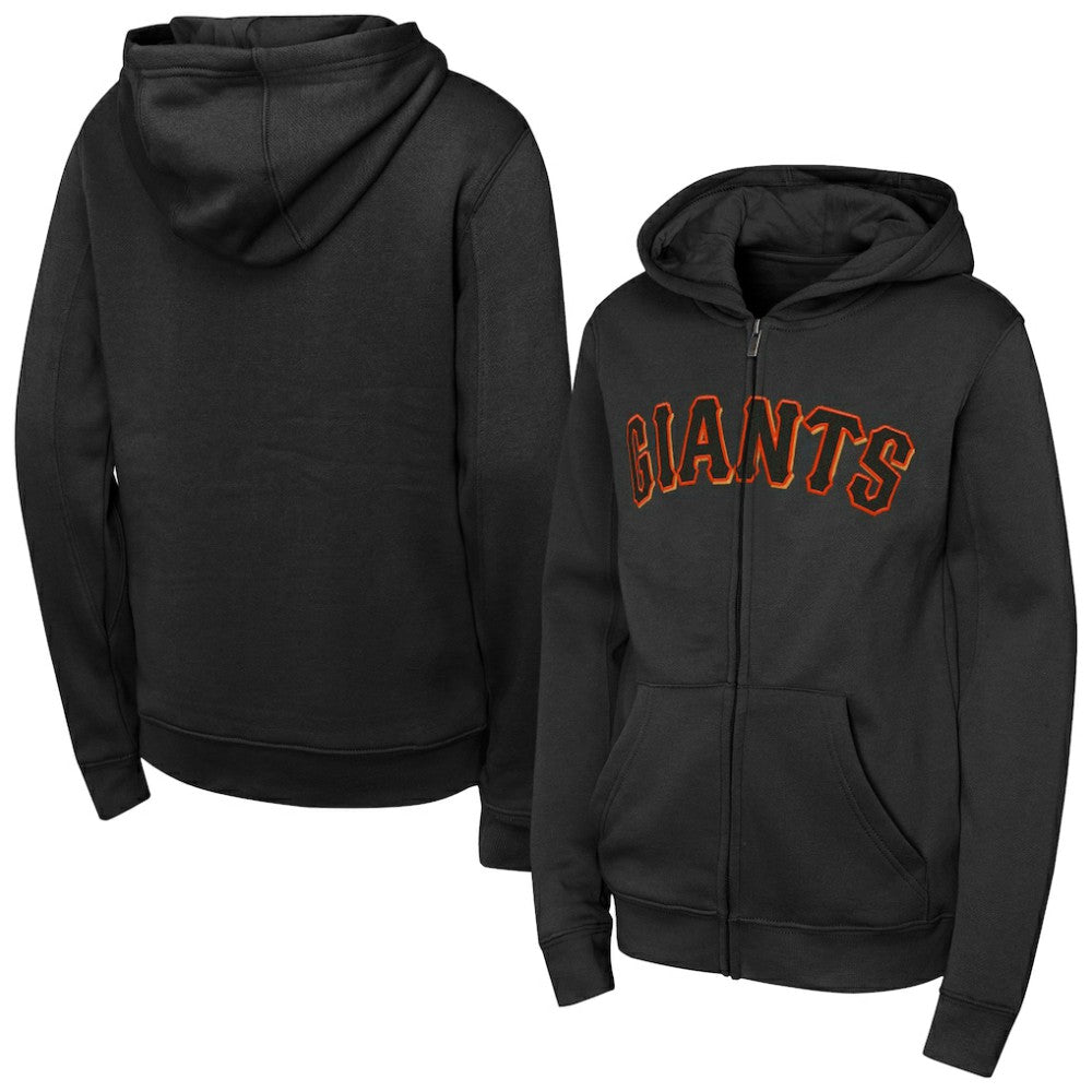 San Francisco Giants Youth Wordmark Full-Zip Fleece Hoodie - Black - MLB Sale