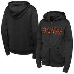 San Francisco Giants Youth Wordmark Full-Zip Fleece Hoodie - Black - MLB Sale