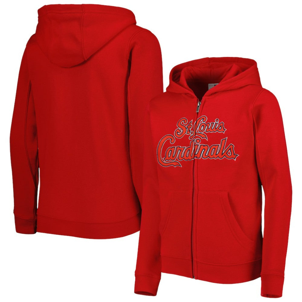 St. Louis Cardinals Youth Wordmark Full-Zip Fleece Hoodie - Red - MLB Discount
