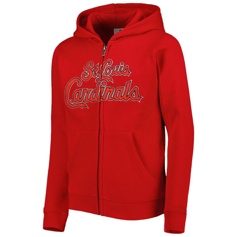 St. Louis Cardinals Youth Wordmark Full-Zip Fleece Hoodie - Red - MLB Discount