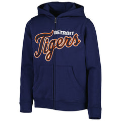 Detroit Tigers Youth Wordmark Full-Zip Fleece Hoodie - Navy - MLB on Sale