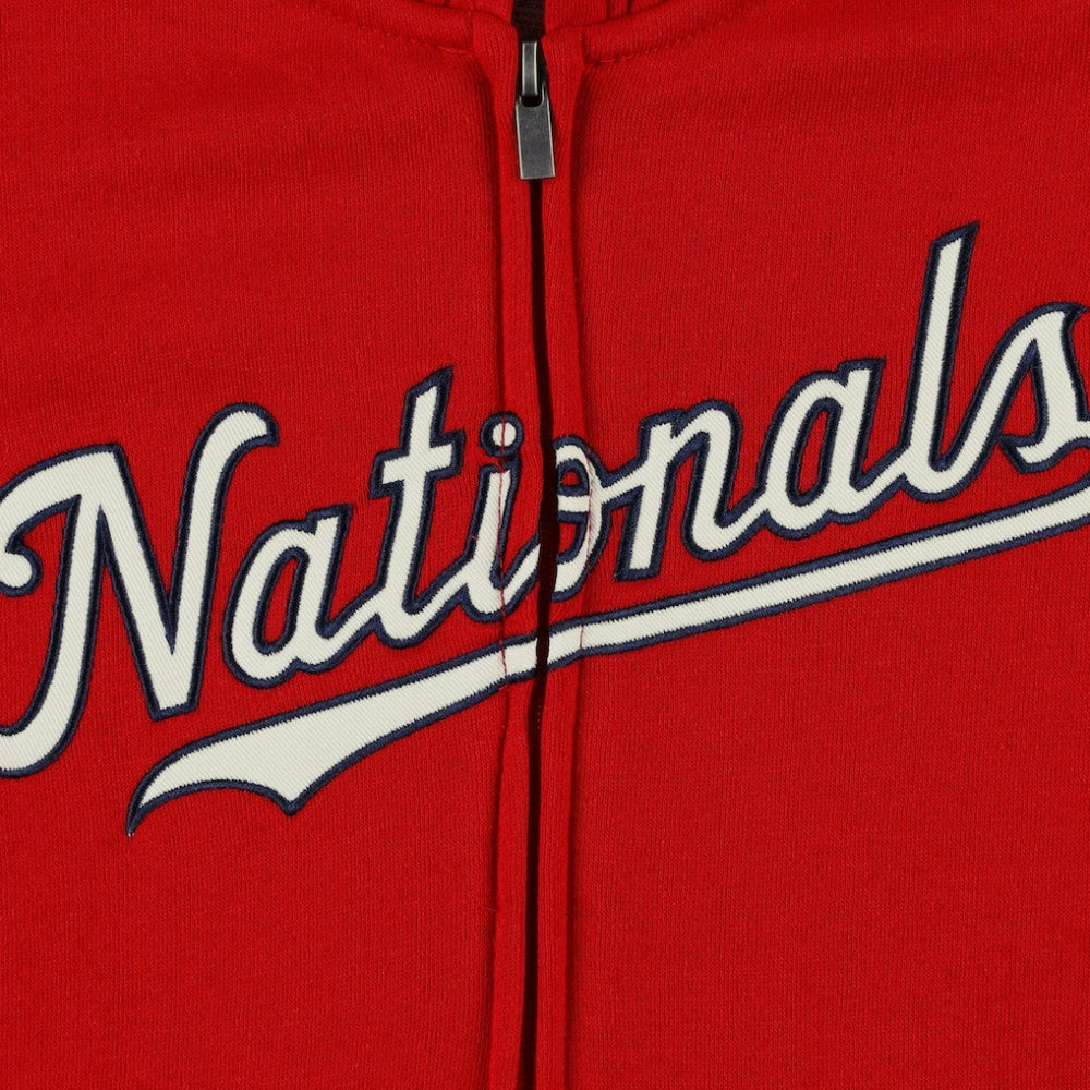Washington Nationals Youth Wordmark Full-Zip Fleece Hoodie - Red - MLB Discount