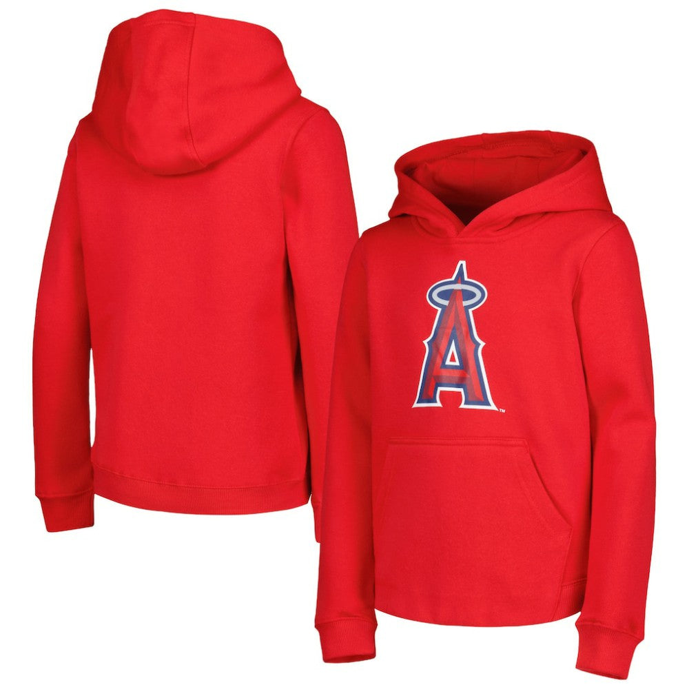 Los Angeles Angels Youth Team Primary Logo Pullover Hoodie - Red - MLB on Sale