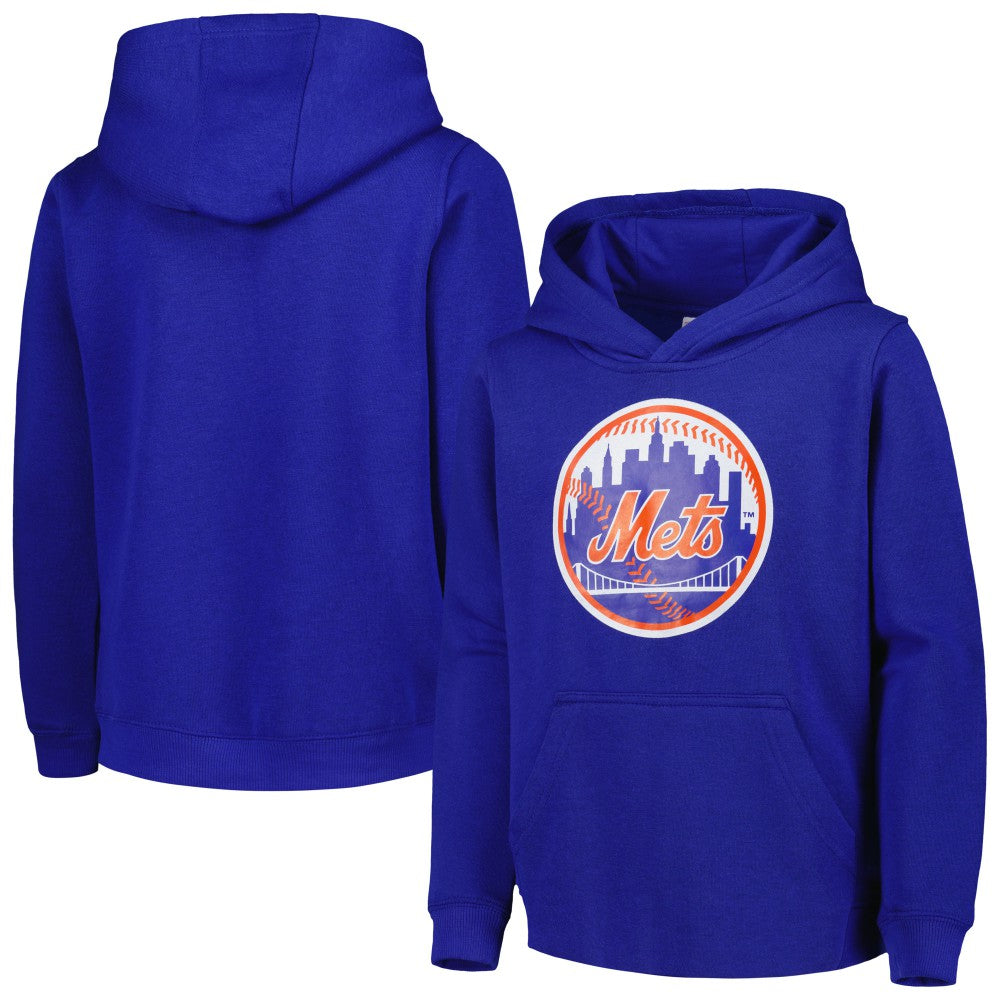 New York Mets Youth Team Primary Logo Pullover Hoodie - Royal - MLB Sale