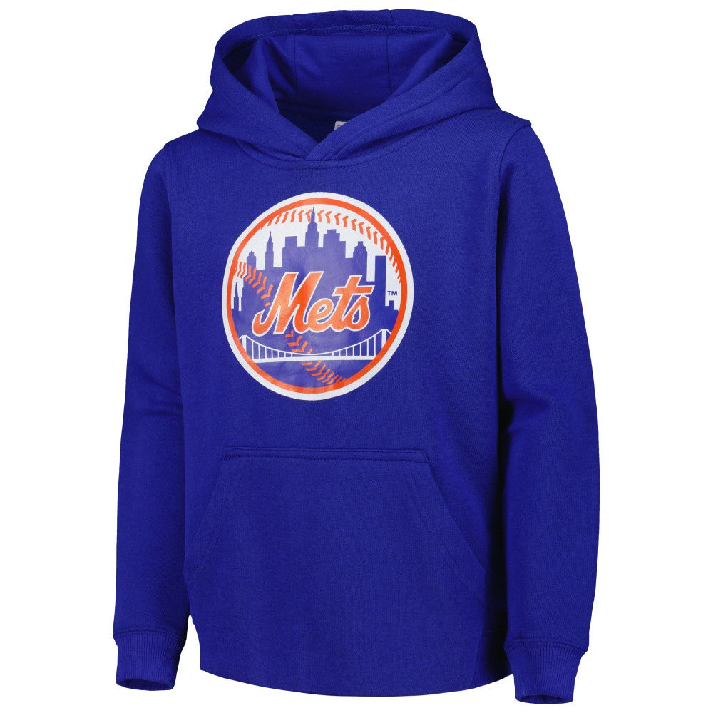 New York Mets Youth Team Primary Logo Pullover Hoodie - Royal - MLB Sale
