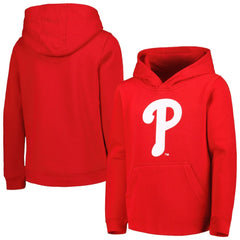 Philadelphia Phillies Youth Team Primary Logo Pullover Hoodie - Red - MLB Sale