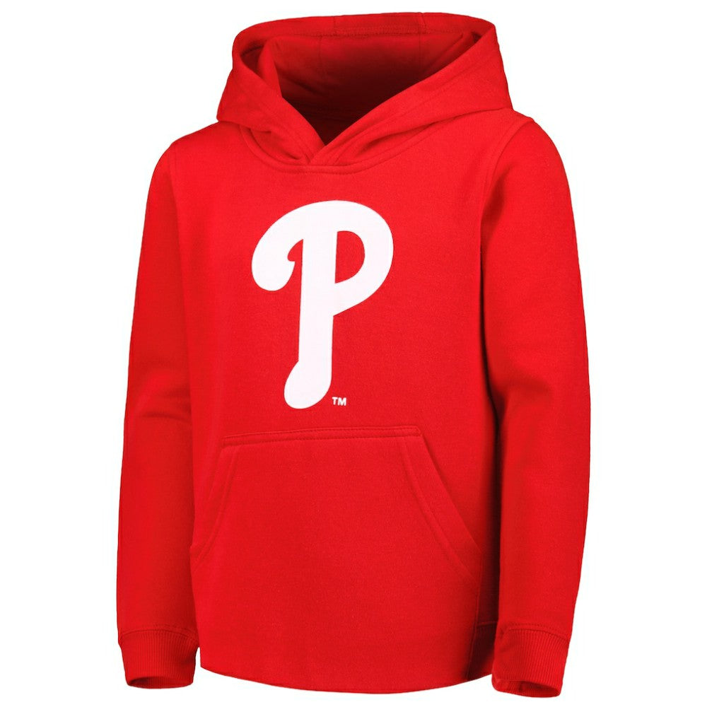 Philadelphia Phillies Youth Team Primary Logo Pullover Hoodie - Red - MLB Sale