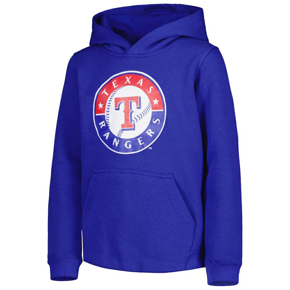 Texas Rangers Youth Team Primary Logo Pullover Hoodie - Royal - MLB Discount