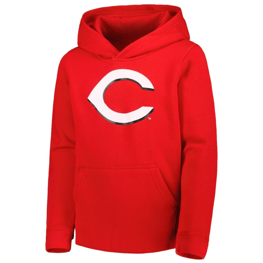 Cincinnati Reds Youth Team Primary Logo Pullover Hoodie - Red - MLB Lifestyle