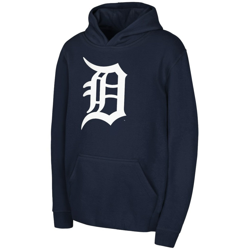 Detroit Tigers Youth Team Primary Logo Pullover Hoodie - Navy - MLB Lifestyle