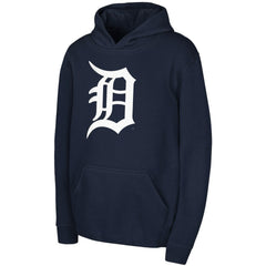 Detroit Tigers Youth Team Primary Logo Pullover Hoodie - Navy - MLB Lifestyle