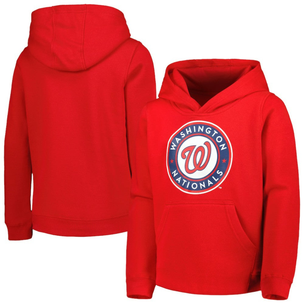 Washington Nationals Youth Team Primary Logo Pullover Hoodie - Red - MLB on Sale