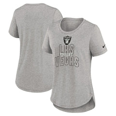 Nike Las Vegas Raiders Women's Fashion Tri-Blend T-Shirt Heather Gray