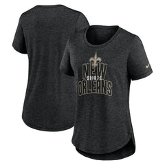 Nike New Orleans Saints Women's Fashion Tri-Blend T-Shirt Heather Black