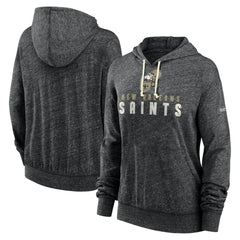 Nike New Orleans Saints Women's Rewind Gym Vintage Lightweight Pullover Hoodie Black