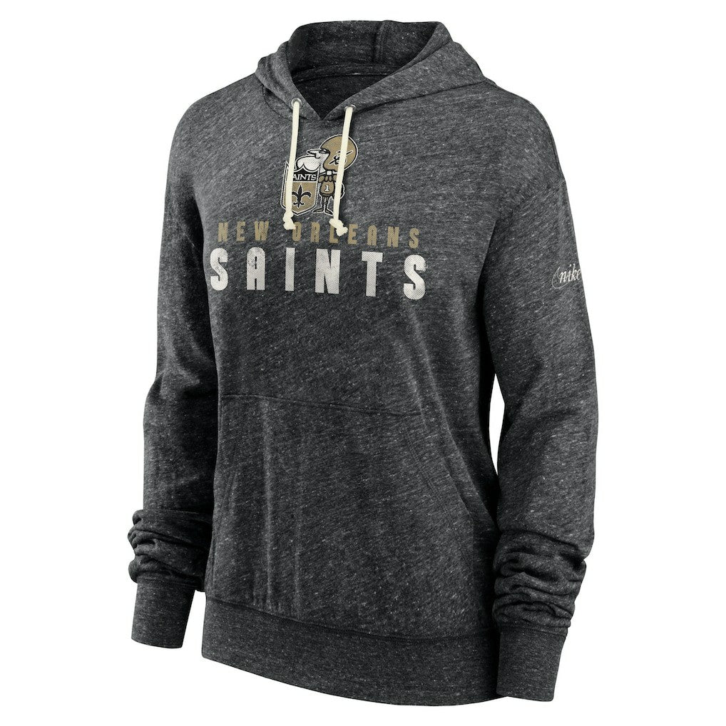 Nike New Orleans Saints Women's Rewind Gym Vintage Lightweight Pullover Hoodie Black