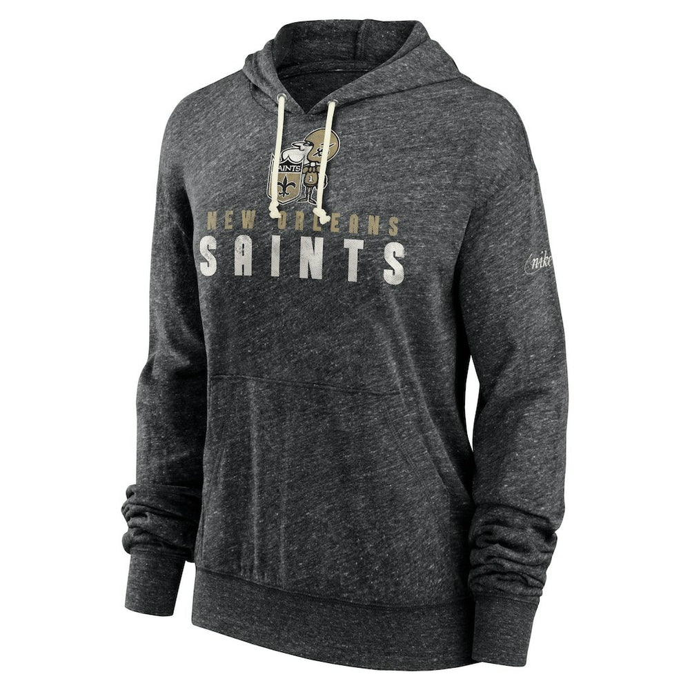Nike New Orleans Saints Women's Rewind Gym Vintage Lightweight Pullover Hoodie Black