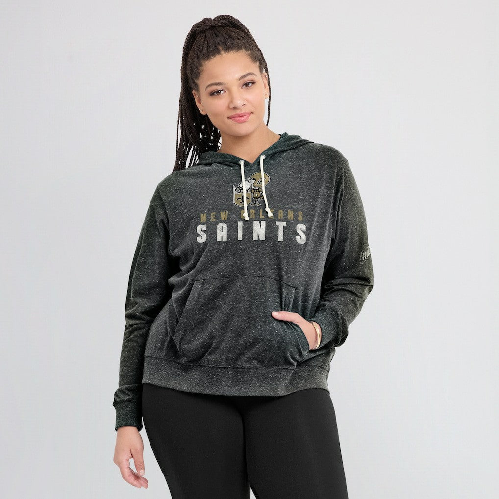 Nike New Orleans Saints Women's Rewind Gym Vintage Lightweight Pullover Hoodie Black