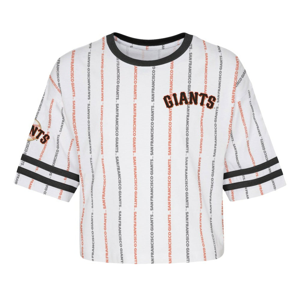 San Francisco Giants Girls Youth Ball Striped T-Shirt - White - MLB Discount