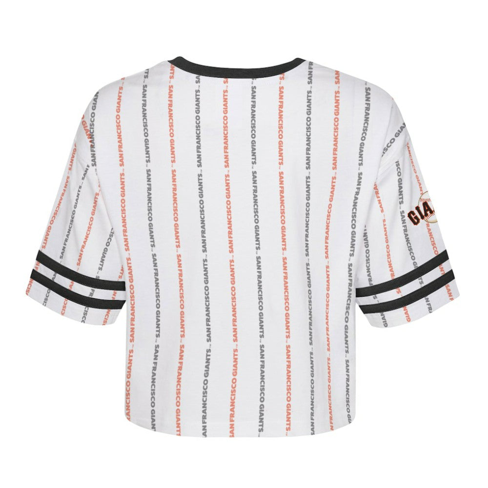San Francisco Giants Girls Youth Ball Striped T-Shirt - White - MLB Discount