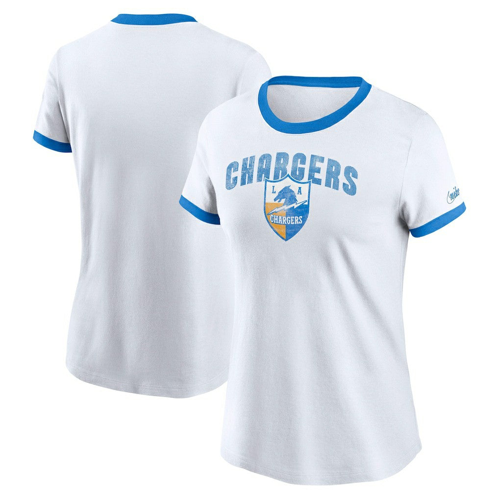 Nike Los Angeles Chargers Women's Rewind Ringer Tri-Blend T-Shirt White