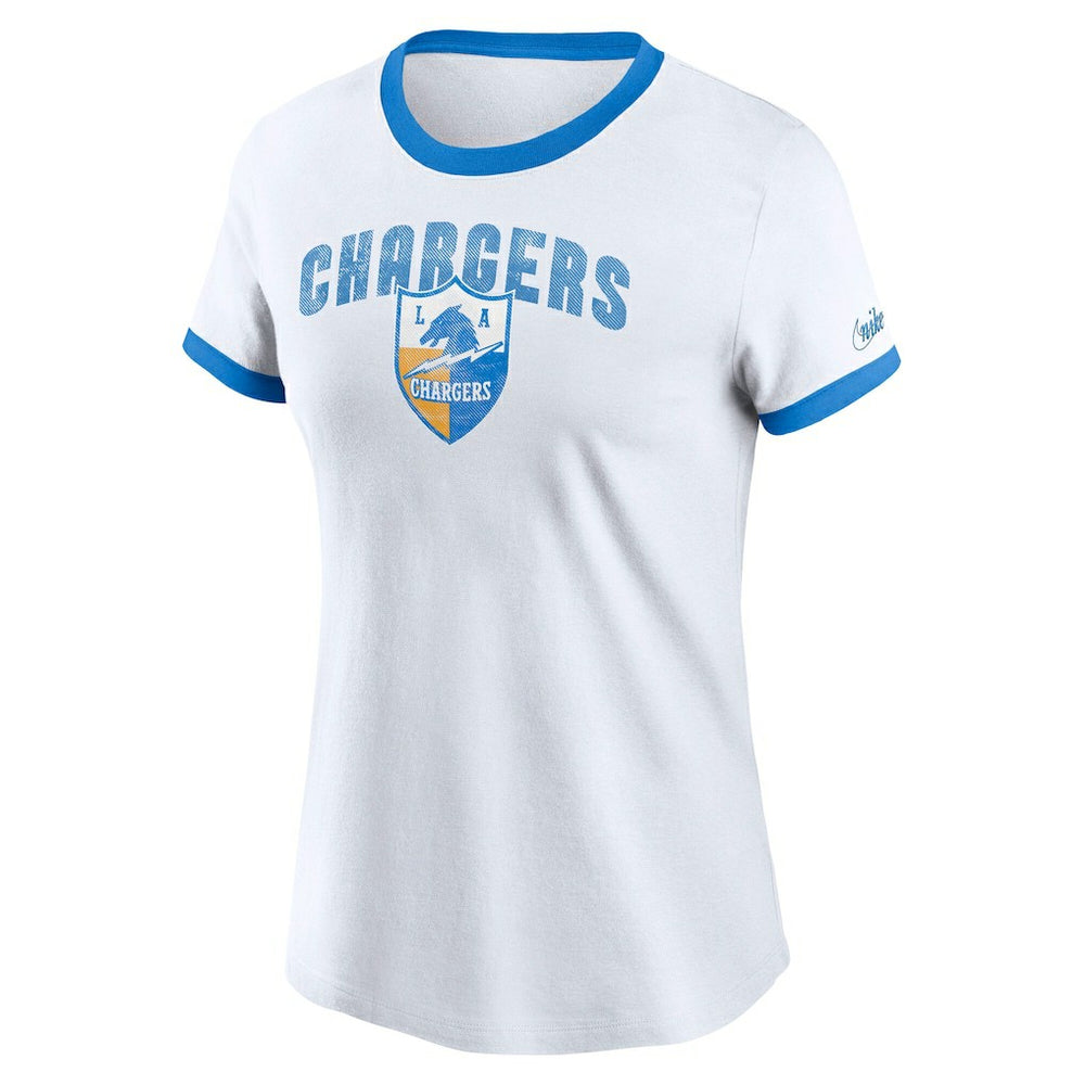 Nike Los Angeles Chargers Women's Rewind Ringer Tri-Blend T-Shirt White