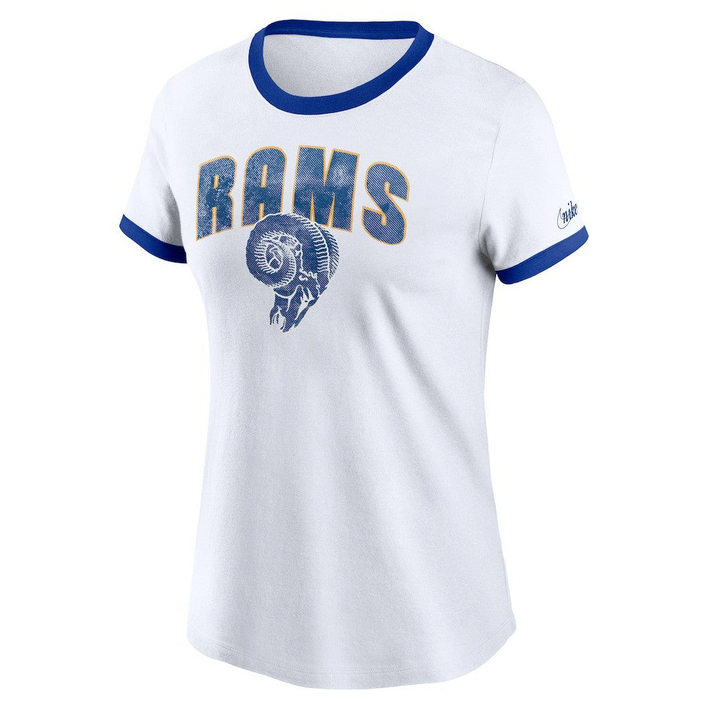 Nike Los Angeles Rams Women's Rewind Ringer T-Shirt White