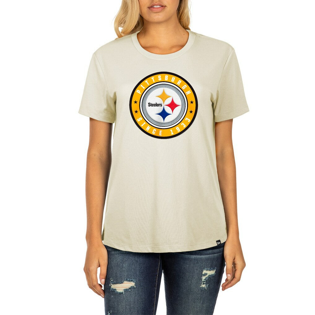 Pittsburgh Steelers New Era Women's 2023 NFL Draft T-Shirt Cream