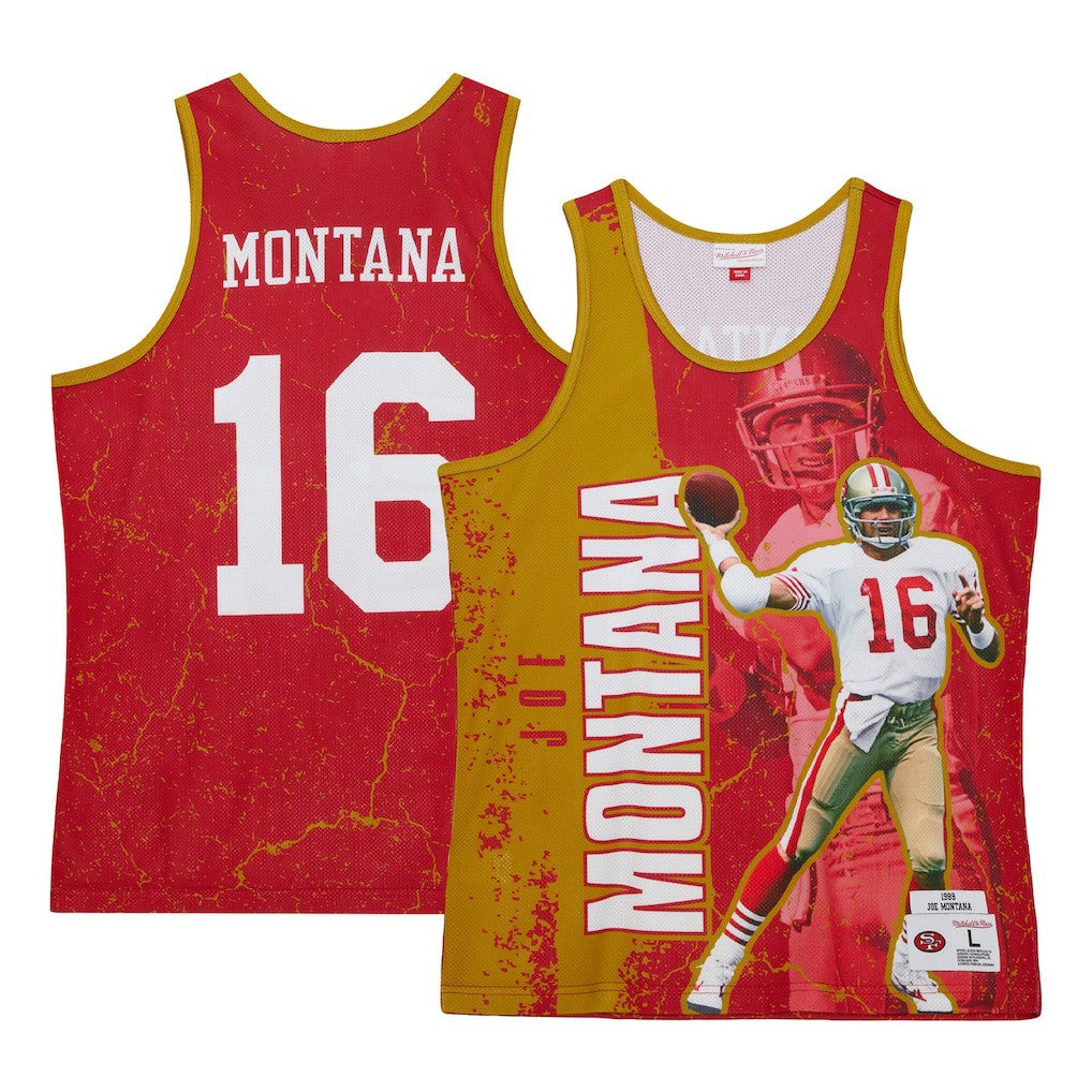 Mitchell & Ness Joe Montana San Francisco 49ers 1989 Player Burst Tank Top Scarlet