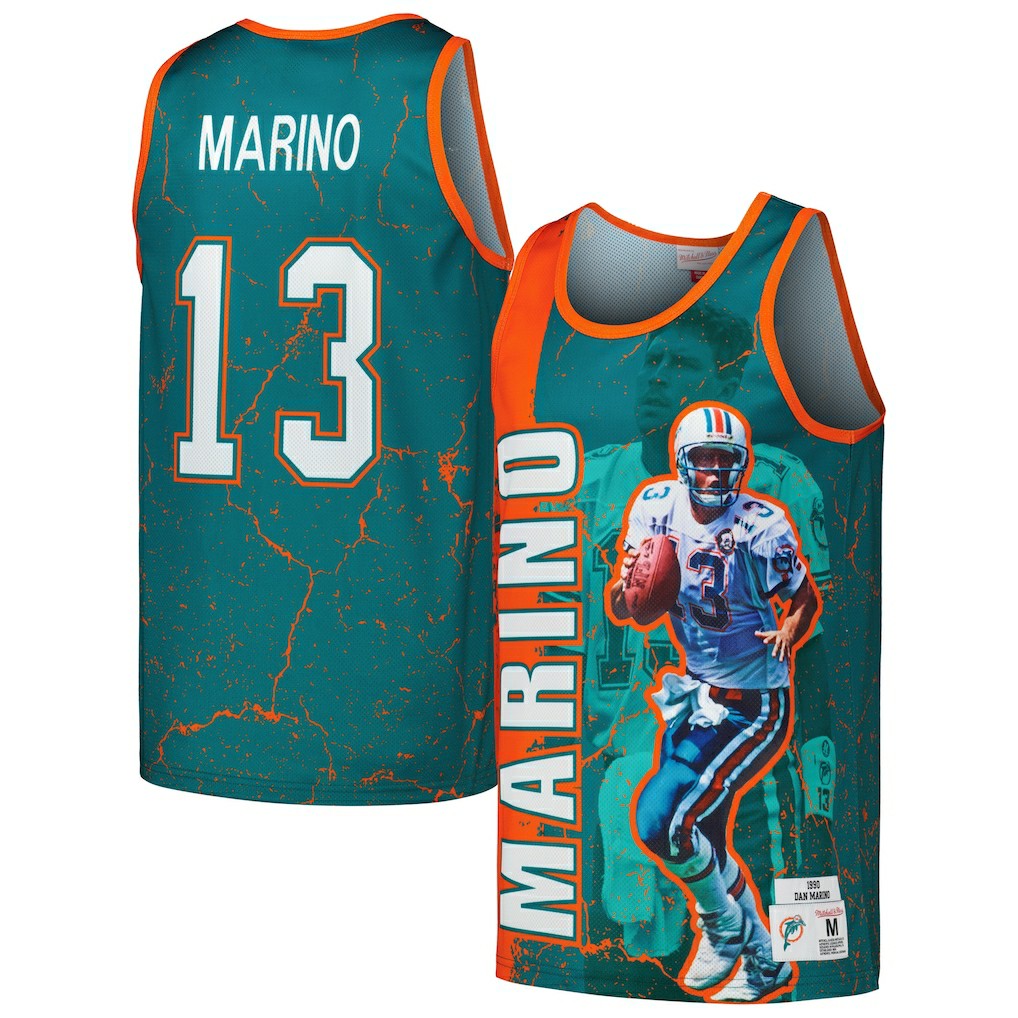 Mitchell & Ness Dan Marino Miami Dolphins 1990 Player Burst Tank Top Aqua