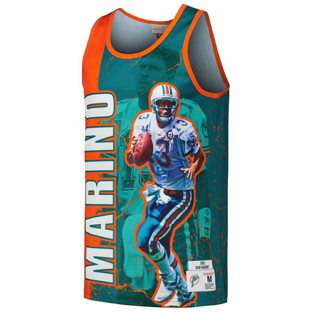 Mitchell & Ness Dan Marino Miami Dolphins 1990 Player Burst Tank Top Aqua