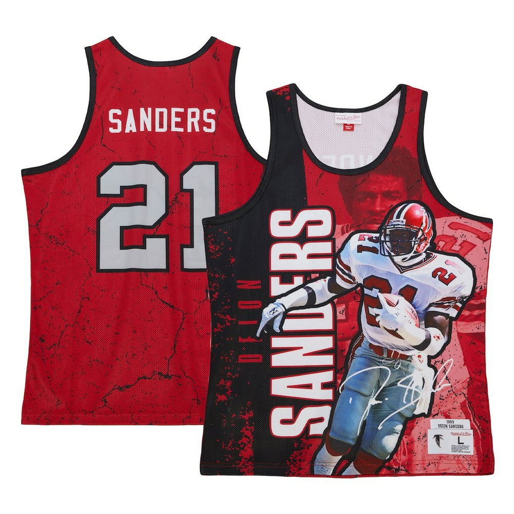 Mitchell & Ness Deion Sanders Atlanta Falcons 1989 Player Burst Tank Top Red