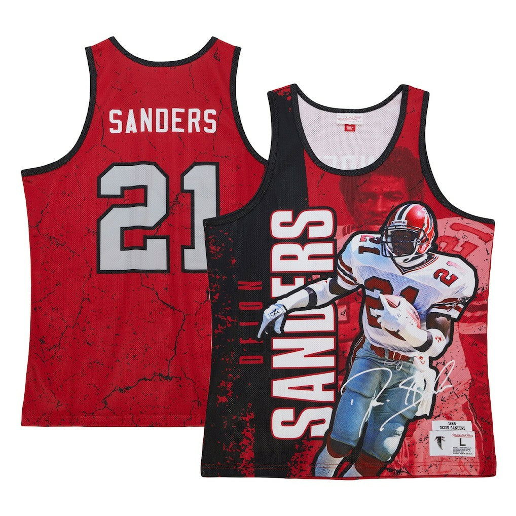 Mitchell & Ness Deion Sanders Atlanta Falcons 1989 Player Burst Tank Top Red