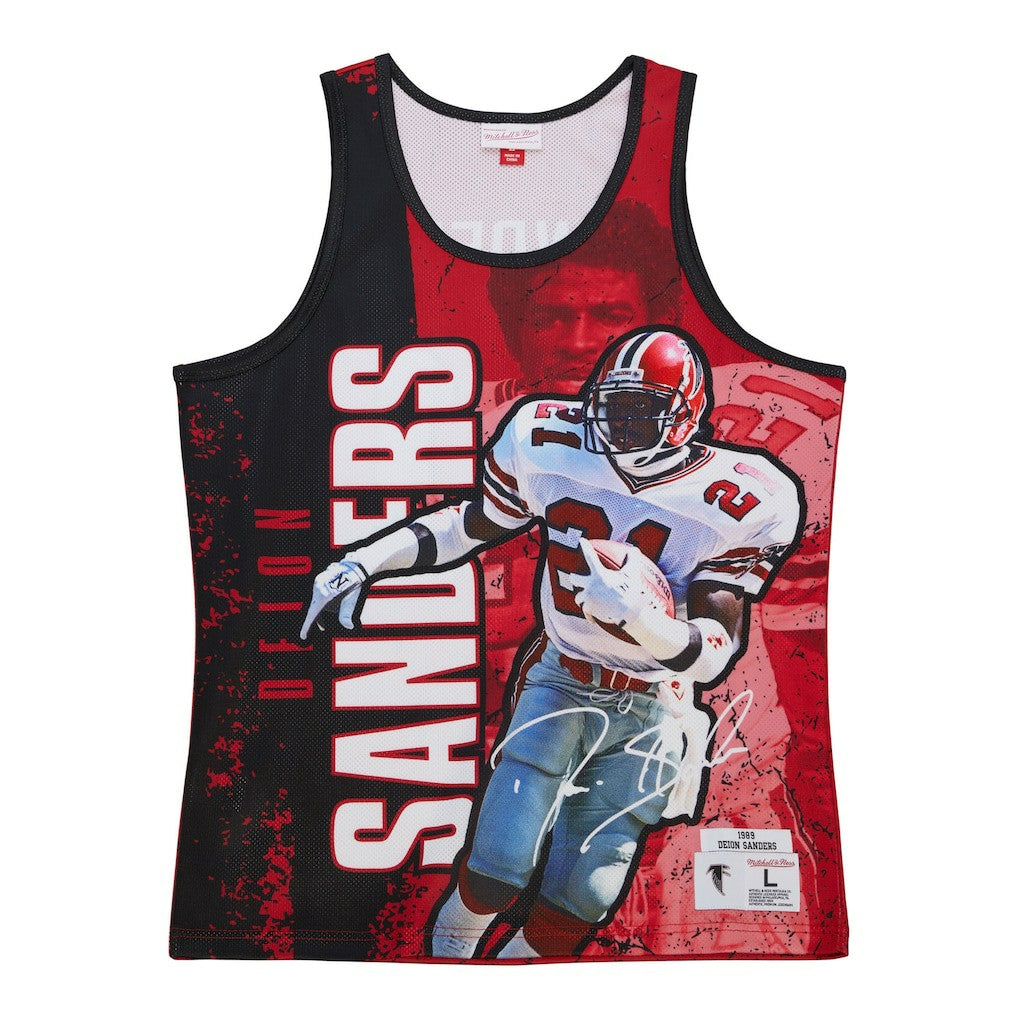 Mitchell & Ness Deion Sanders Atlanta Falcons 1989 Player Burst Tank Top Red