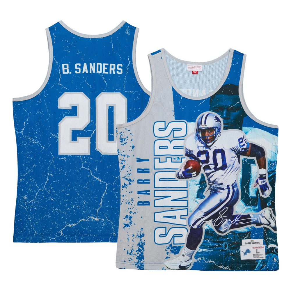 Mitchell & Ness Barry Sanders Detroit Lions 1991 Player Burst Tank Top Blue