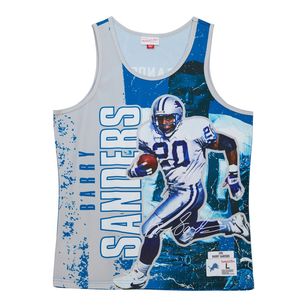 Mitchell & Ness Barry Sanders Detroit Lions 1991 Player Burst Tank Top Blue