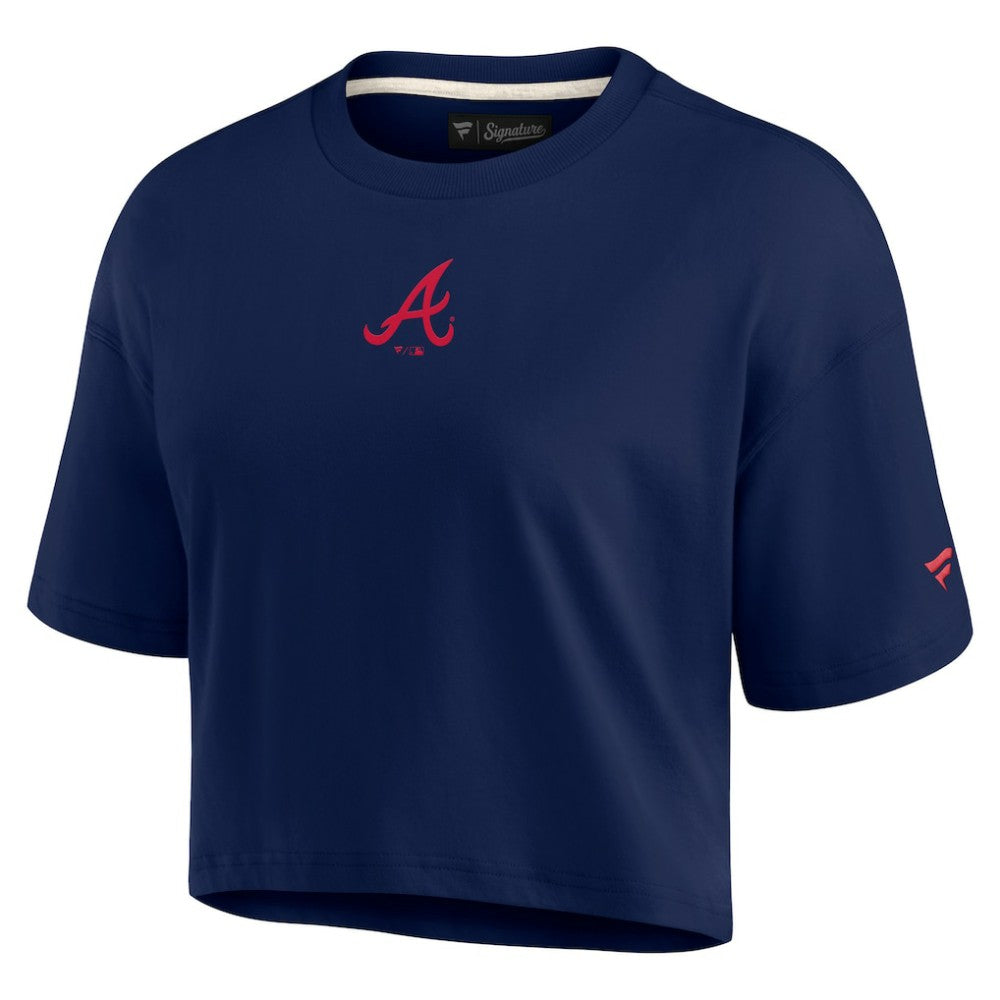 Atlanta Braves Fanatics Women's Elements Super Soft Boxy Cropped T-Shirt - Navy - Fanatics Discount
