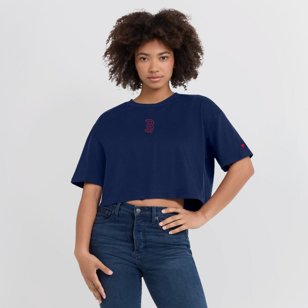 Boston Red Sox Fanatics Women's Elements Super Soft Boxy Cropped T-Shirt - Navy - Fanatics Online